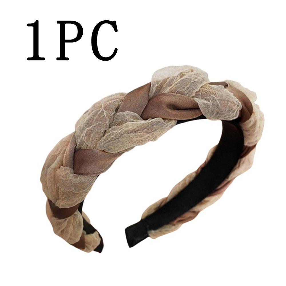 1PC High Skull Top Cross Fried Dough Twists Hair Hoop, Versatile In Autumn And Winter, Go Out, Wide Brim Face Wash Headdress