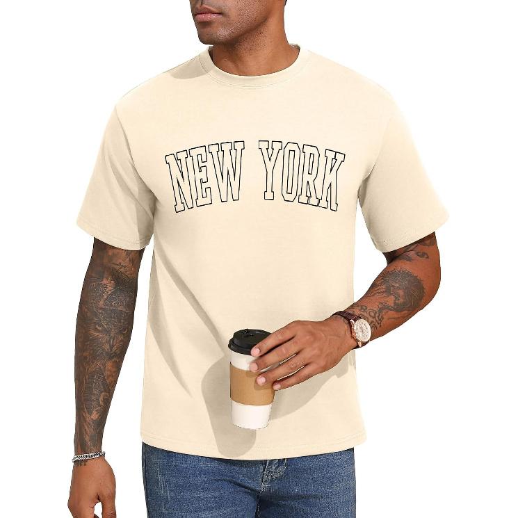 Aiyino Men's New York Tee – Varsity Graphic 100% Cotton Casual Top