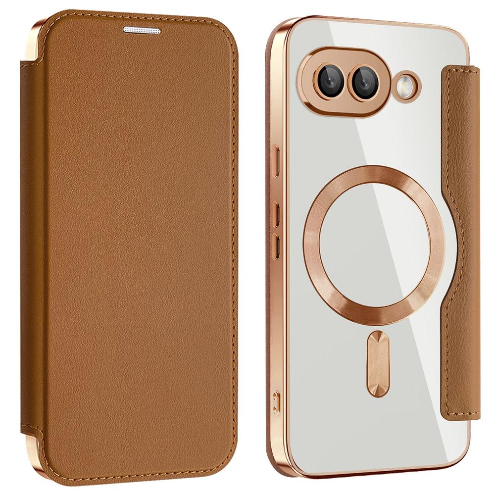 

Для чохла Google Pixel 9a Сумісний з MagSafe RFID Блокування Шкіряний Чохол для Телефону Brown