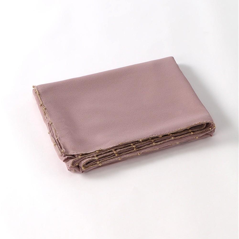 Fashion Bead Chain Chiffon Scarves Shawl Outdoor Windproof Head Wrap Chiffon Hijab Veil Solid Color Women Sunscreen Headscarf