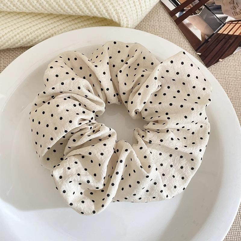 Korean-Style Solid Colour Cream Polka Dot Sweet Hair Tie For Women Cute Large Scrunchie Hair Accessory