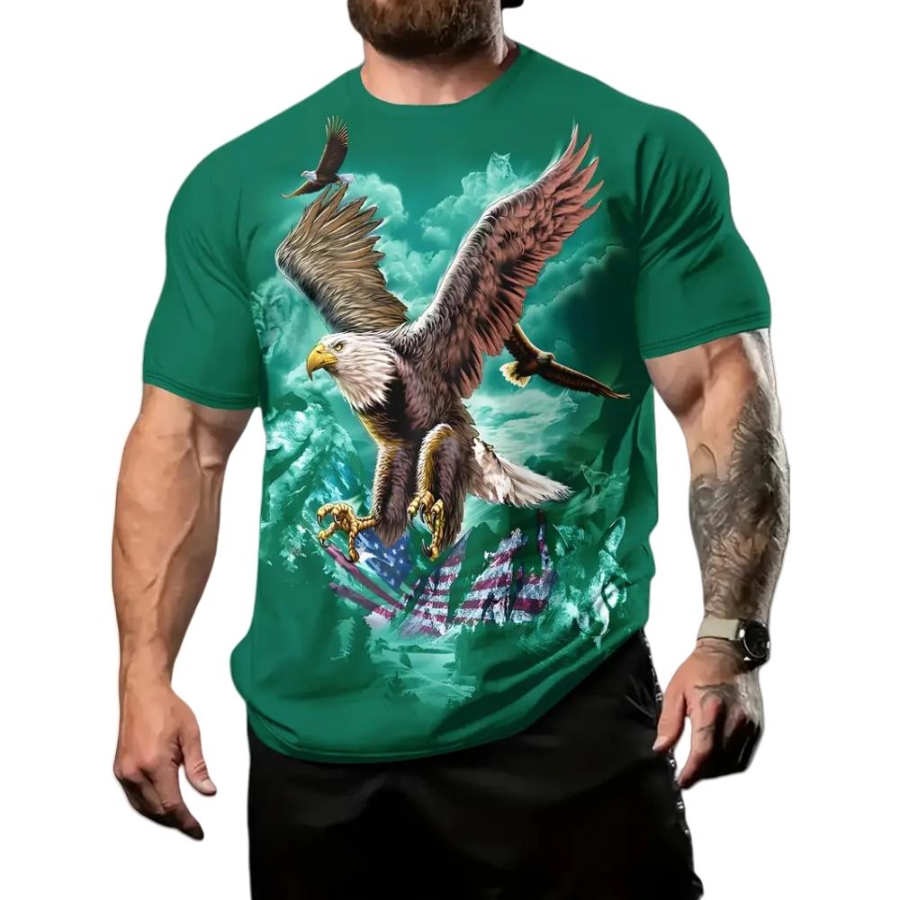 ETST WENDY 05 Fierse Adelaar Heren T-shirt Dier 3D Geprint Heren Casual Korte Mouw Mode Streetwear Lichtgewicht Ademend Herenkleding XL