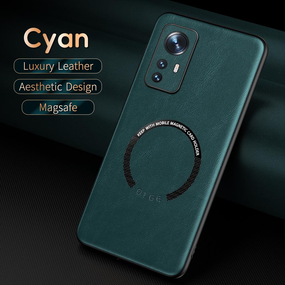 For Xiaomi 12 12X 12s 12 Pro 12s Pro 12s U Fine-Hole PU Cow Pattern Leather Outer Magnetic Ring Soft Edge Anti-Drop Phone Case