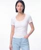 BASIC HOUSE Women'S Modal Spandex U-Neck Slim Fit Short Sleeve T-Shirt White