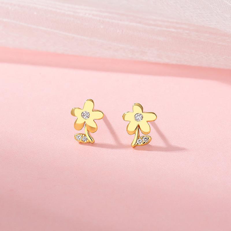 

Милые серьги-цветы с бриллиантами для женщин, милые женские универсальные повседневные серьги в форме сердца