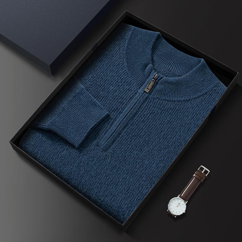 New Semi-zipper Cashmere Sweater Loose Sweater Thickened Knitted Wool