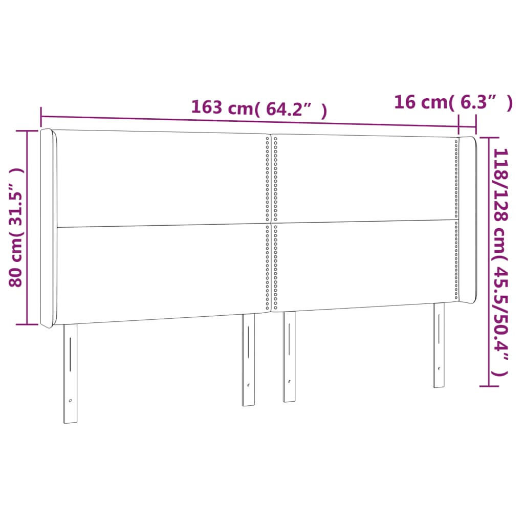 LED Headboard Pink 163x16x118 128 cm Velvet