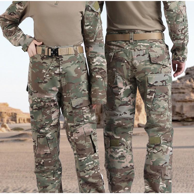 Herren Taktisches Camouflage Uniform Set Langarm Schmal Geschnitten Outdoor Training Wandern Camping Airsoft