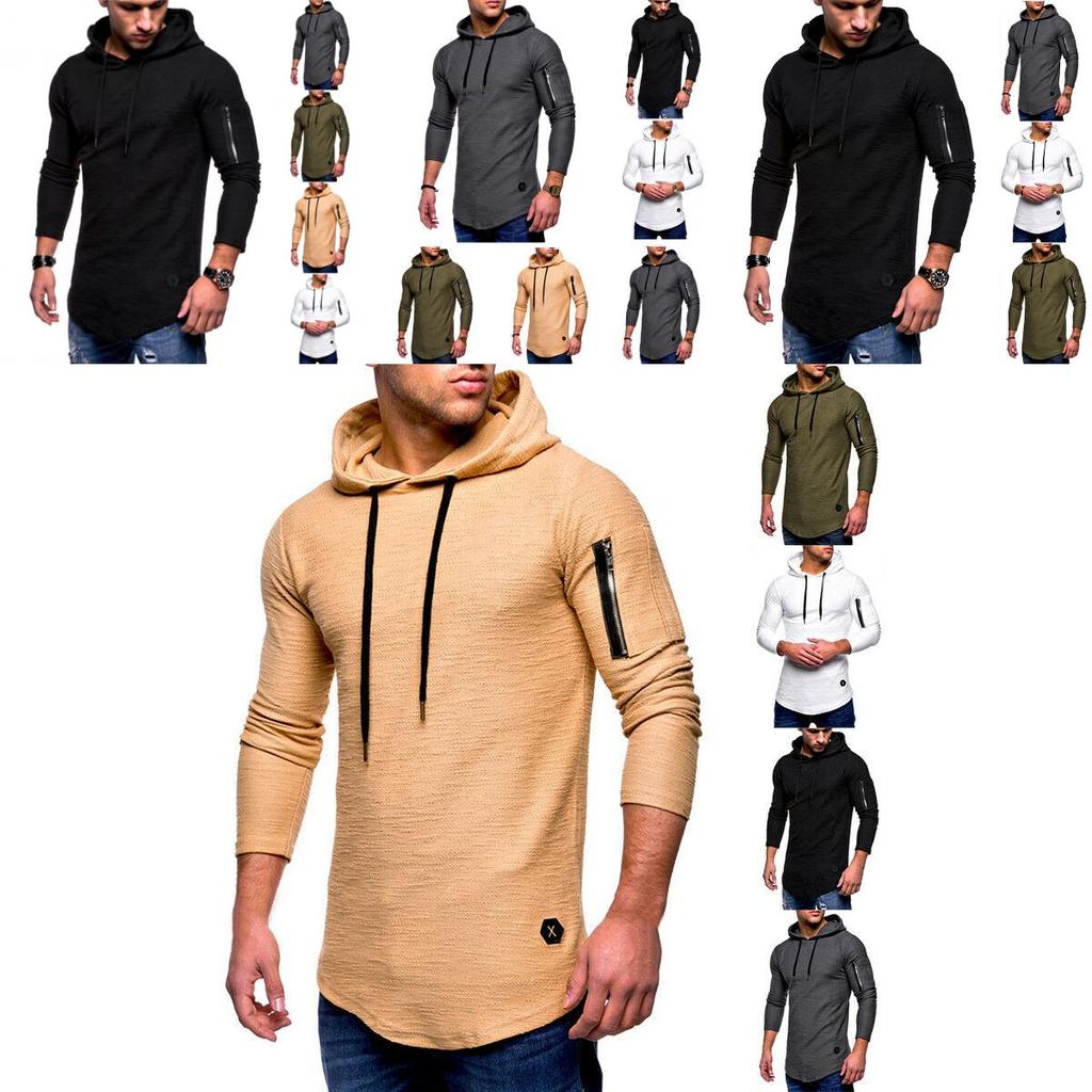 Men's Gym Slim Fit Hoodie With Drawstring And Zippered Arm For Maximum Style