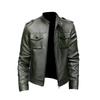 Leather Jacket Men's Business Stand Collar Motorcycle Leather Jacket Handsome Jacket