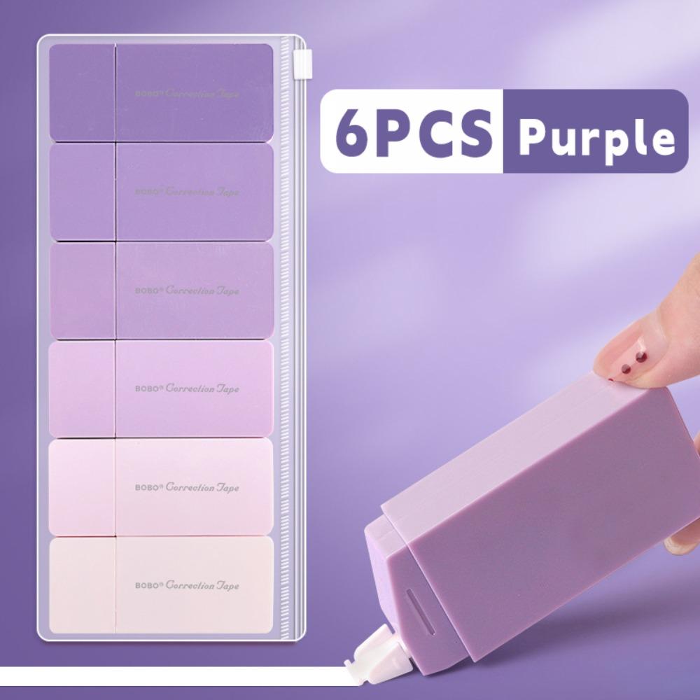 

6 шт./набор 36 м Большая емкость Бесшумная корректирующая лента Студенческая корректирующая лента Школа Офис фиолетовый