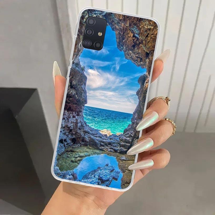 Summer Beach Sunset Sea Palm Tree Phone Case for Samsung Galaxy A52 A32 A22 A12 A02S A50S A30S A10S Note 20 Ultra 10 Plus S10 A3