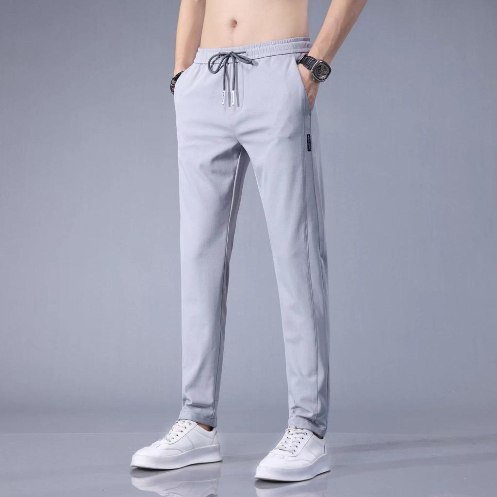 Men's Casual Ice Silk Pants - Loose, Trendy, All-Season, Large Size Straight Trousers