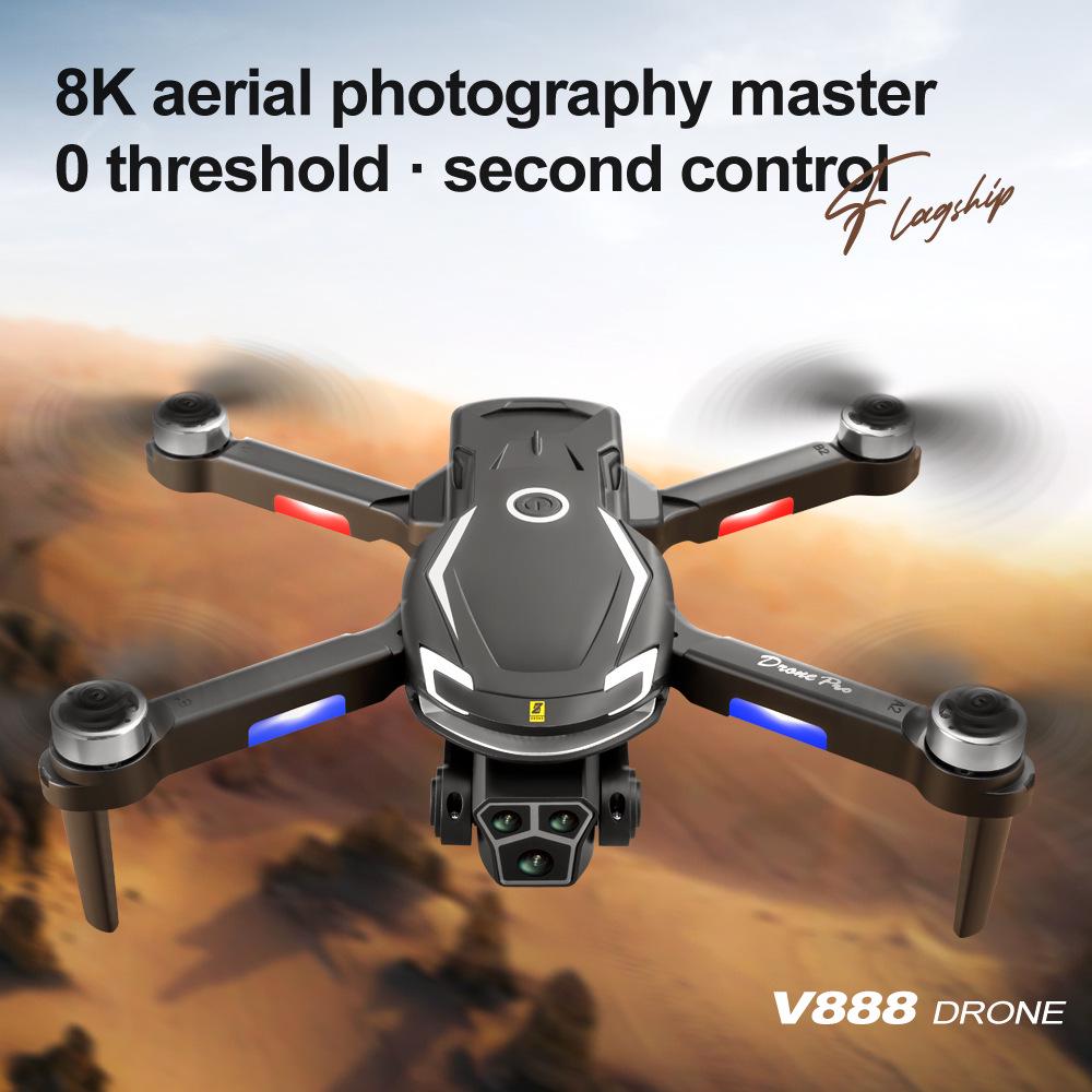 V888 Drone: 8K HD Aerial Photography with 3 Cameras, Long Battery Life, and Brushless Motor Remote Control.