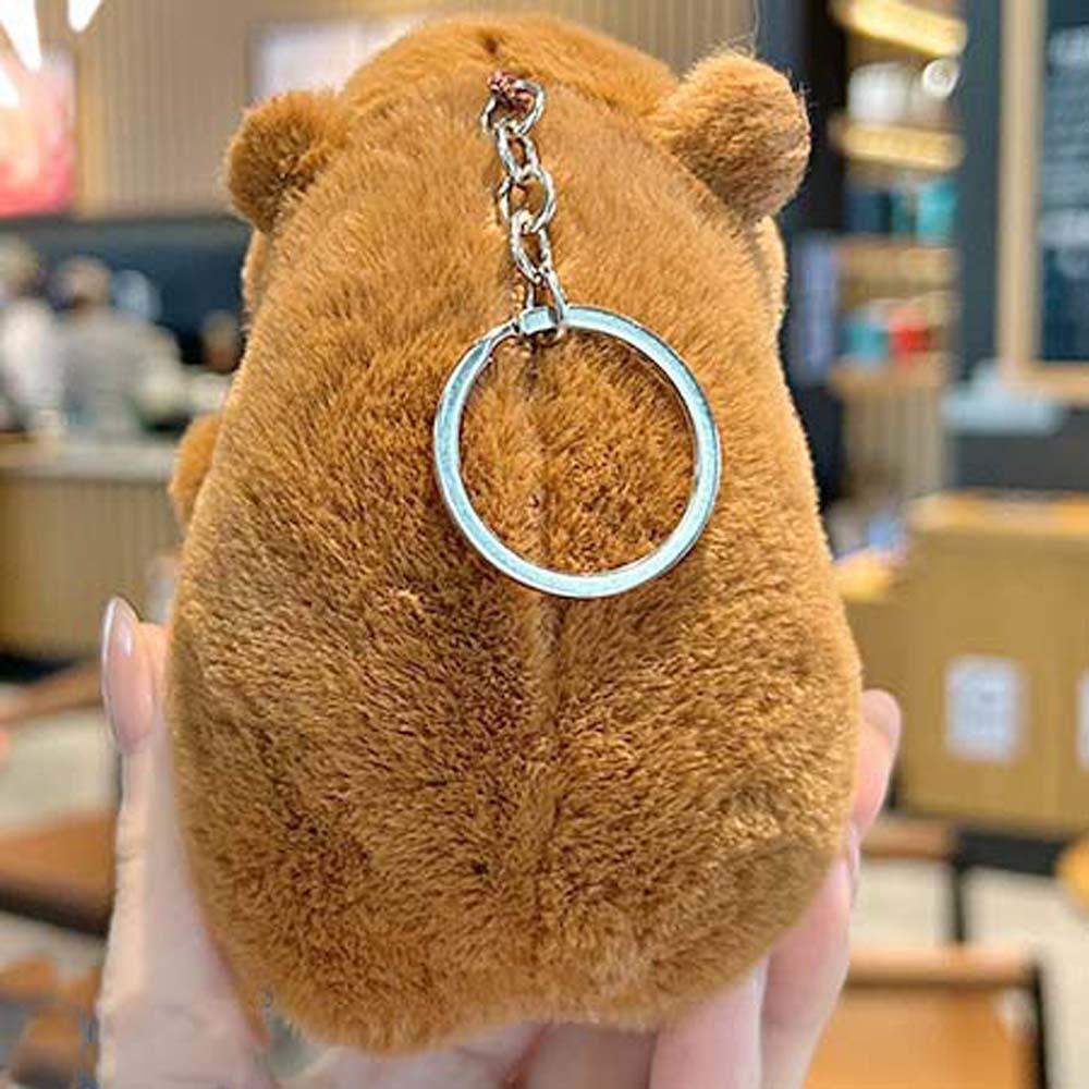 Soft Capybara Key Ring Funny Cartoon Doll Keychain Creative Plush Animal Pendant Girls