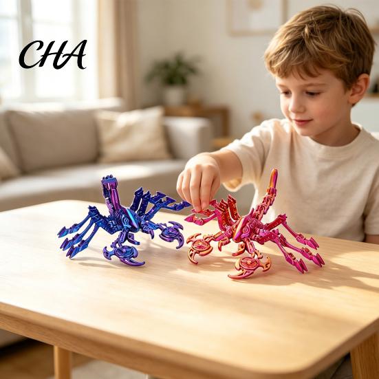 Stress Relief Sensory Toy Articulated Mechanical Scorpion Figurine, 3D Printed Flexible Joints Interactive Mecha Model, Gradient Color Movable Fidget