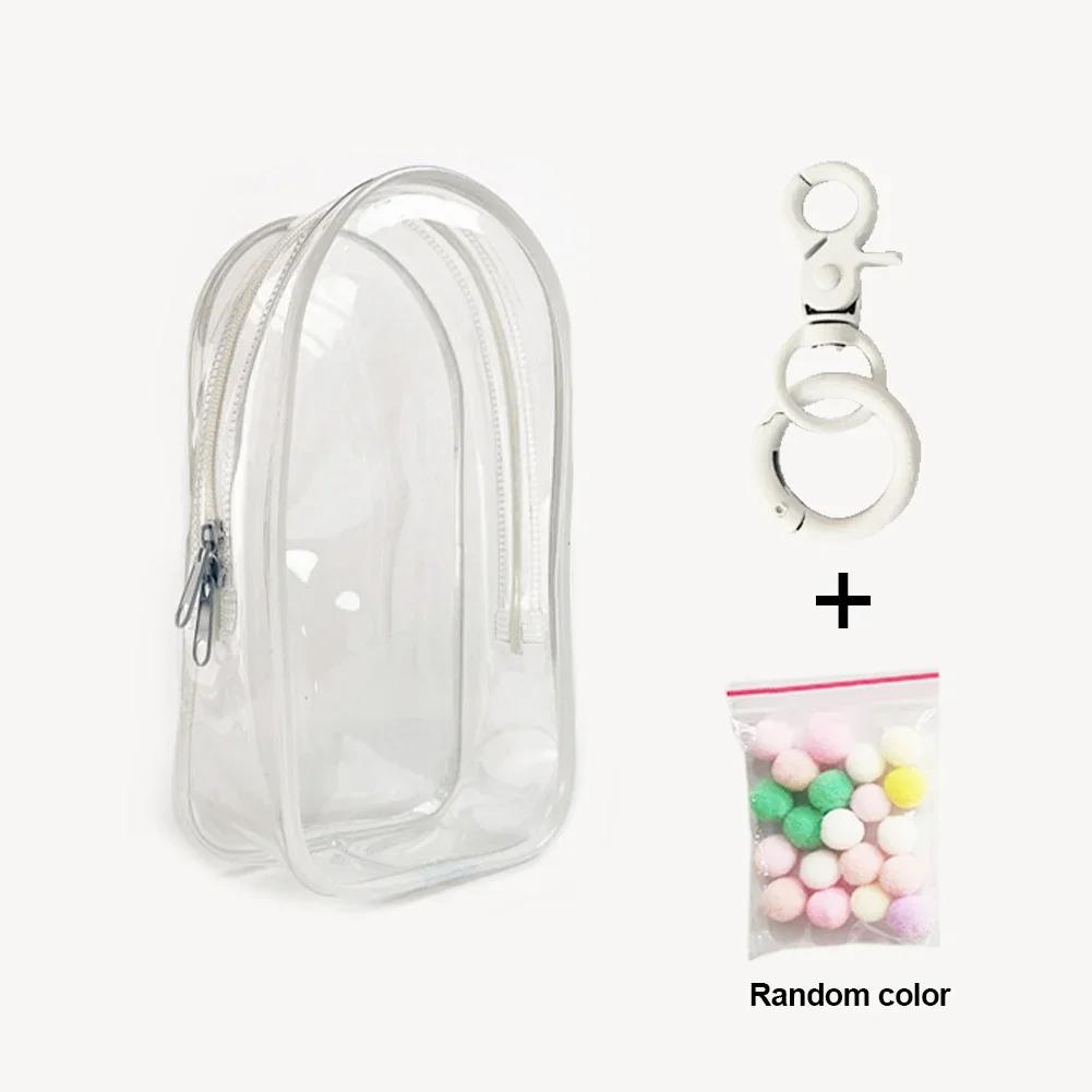 Colorful Transparent Protector Case Organizer Box for 17cm Labubu Plush Dolls Outdoor Display Bag With Keychain Doll Accessories
