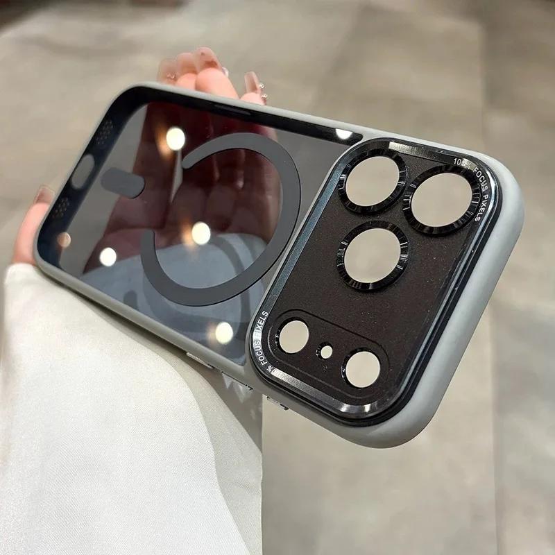 Transparent Magnetic Phone Case For iPhone 17 Air 16 15 14 13 12 11 Pro Max Plus Metal Lens Protection Shockproof Hard Cover