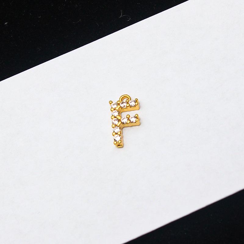 Copper-Plated Gold Micro-Inlaid Diamond English Letter Pendant: 26 Charm Options for Necklaces or Earrings