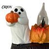 Decorative Wall Light Halloween Pumpkin Ghost Night with Witch Hat, Resin Soft Glow Unique Decor Plug-in LED Bedroom Light, Spooky Sconce for