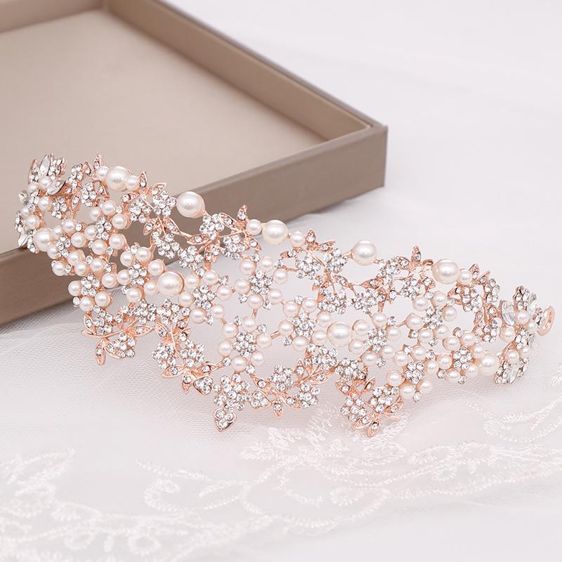 

Свадебные аксессуары Европейские и американские жемчужные короны-ободки Свадебная тиара для невест Головные уборы для выступлений