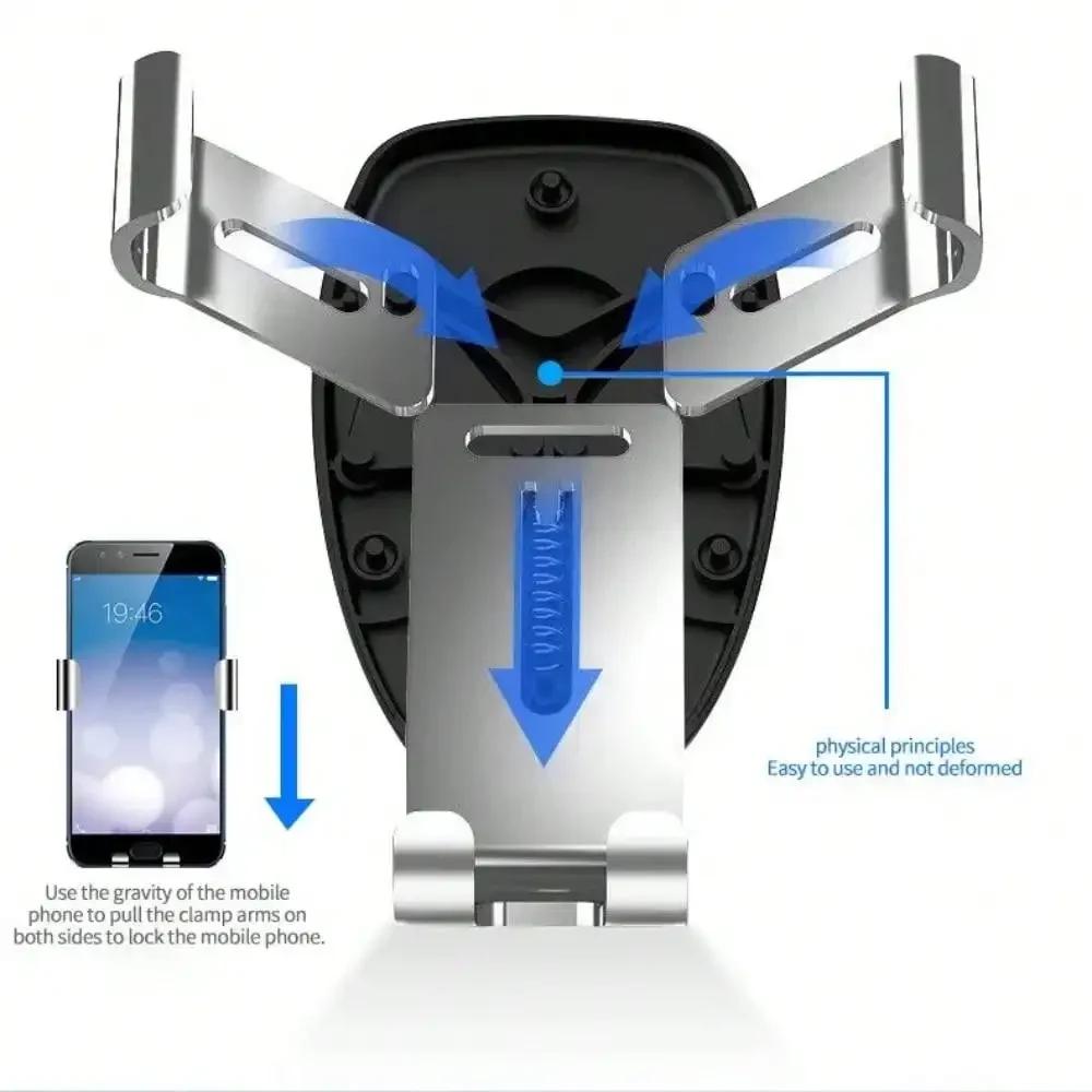 Car Phone Holder – Gravity-Induced Air Vent Mount with Triangular Mirror Design (Smartphone Bracket)