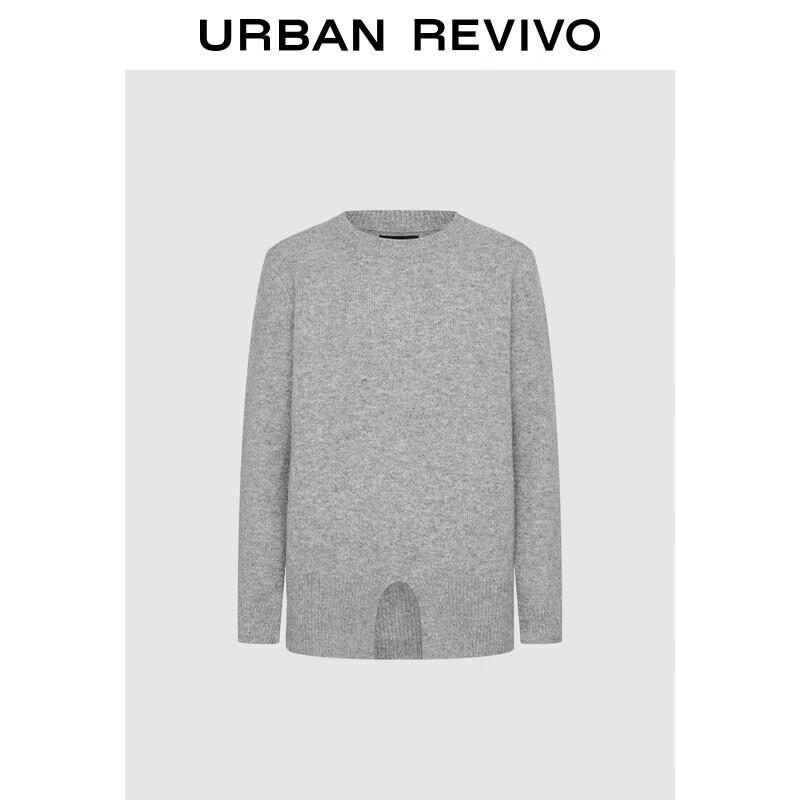 

Женский мягкий трикотажный свитер UR серой серии с разрезом S