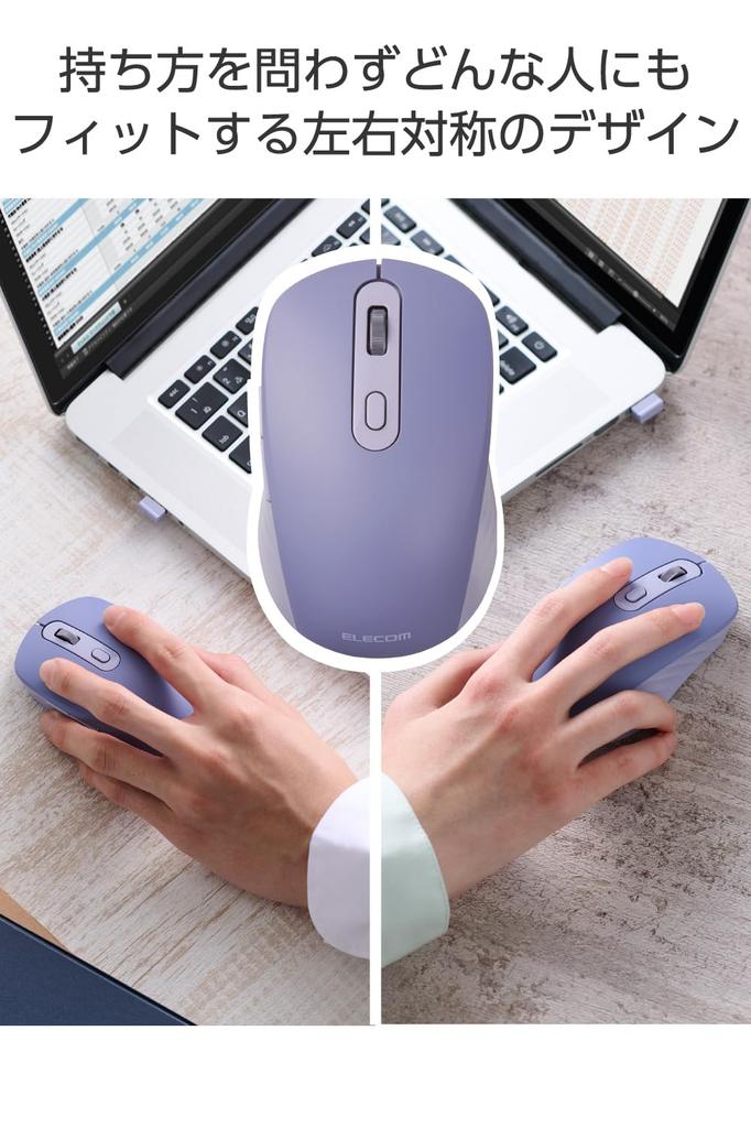 ELECOM Wireless OSMOD 6 Mouse, Quiet, Rechargeable, Six, Bluetooth, 2.4GHz, 2-Device Connection, Multi-Pairing, Buttons, Blue, M-MY35MBSBU-G