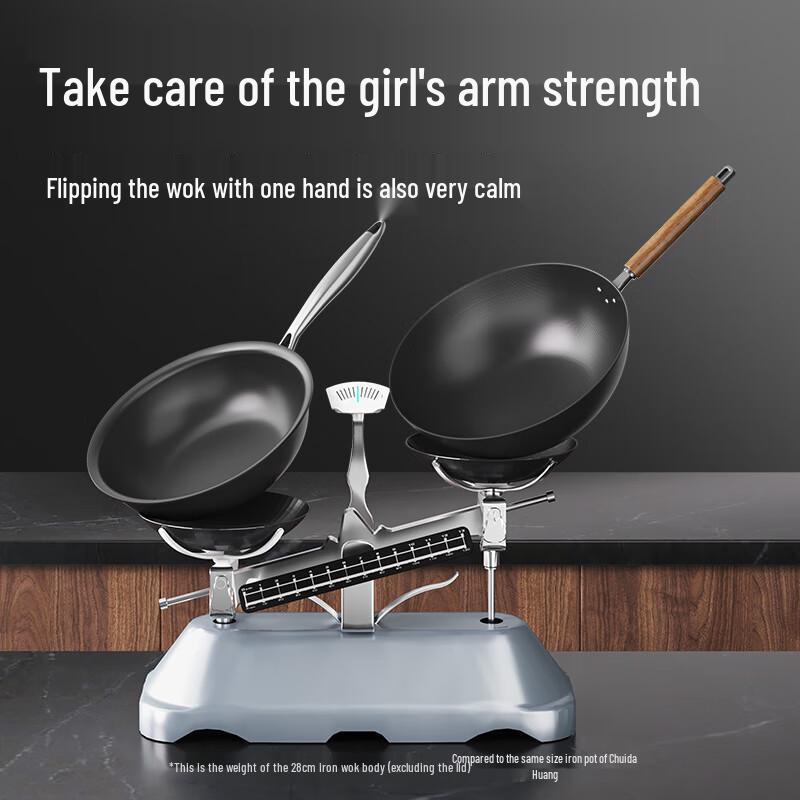 COOKER KING Uncoated Wrought Iron Flat Bottom Wok