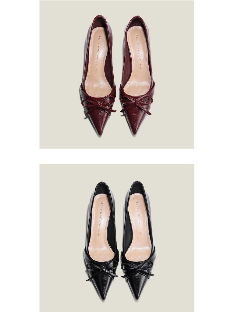 BEIJIANI 1578-27: French Style Bow Pointed Toe Stiletto Heels for Women