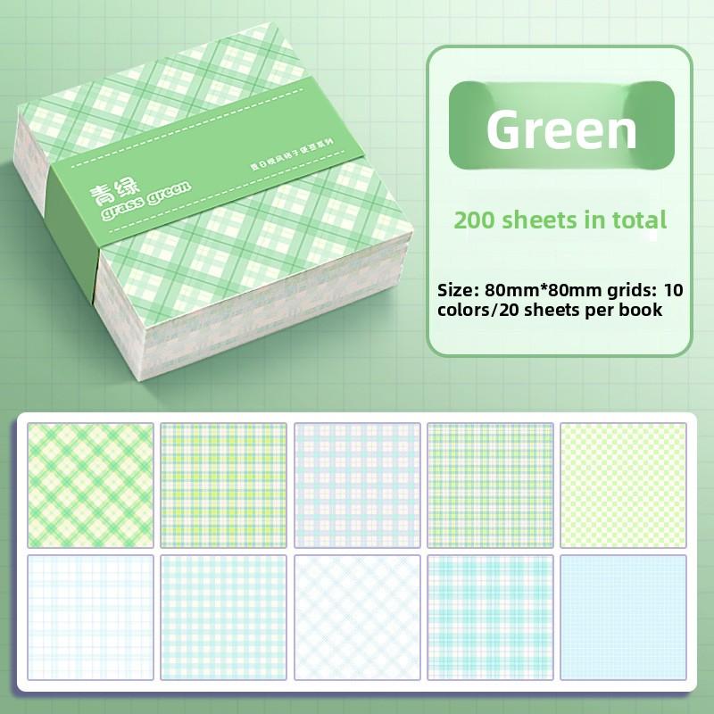 Simple Grid Square Notes Non-sticky Journal Diary Message Scrapbook Material Decorative Backing Paper Back To School  Memo Pad