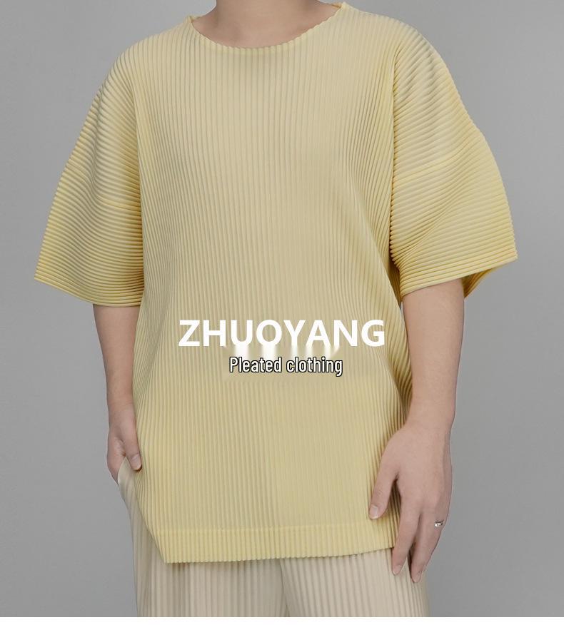 Men's Pleated Japanese Trend Short-sleeve T-shirt
