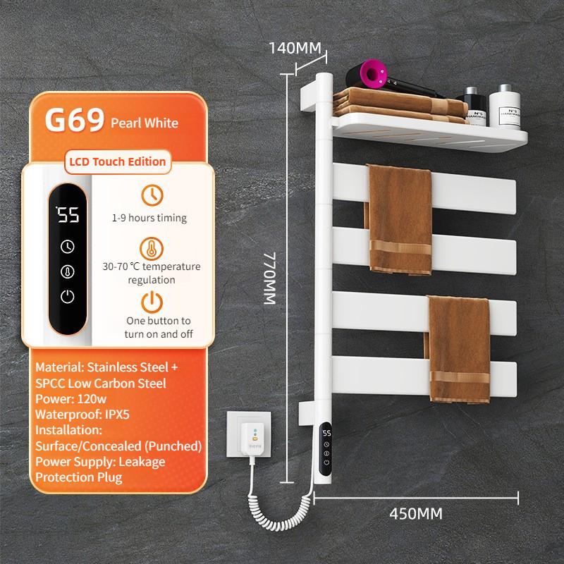 Wall Mounted Rotating Electric Heating Towel Bar Home Bathroom Intelligent Constant Temperature Drying Towel Rack