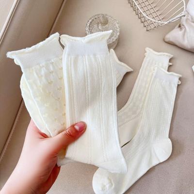 Women Summer Ultra Thin Mesh Face Breathable Love White Students Hollow Ice Socks