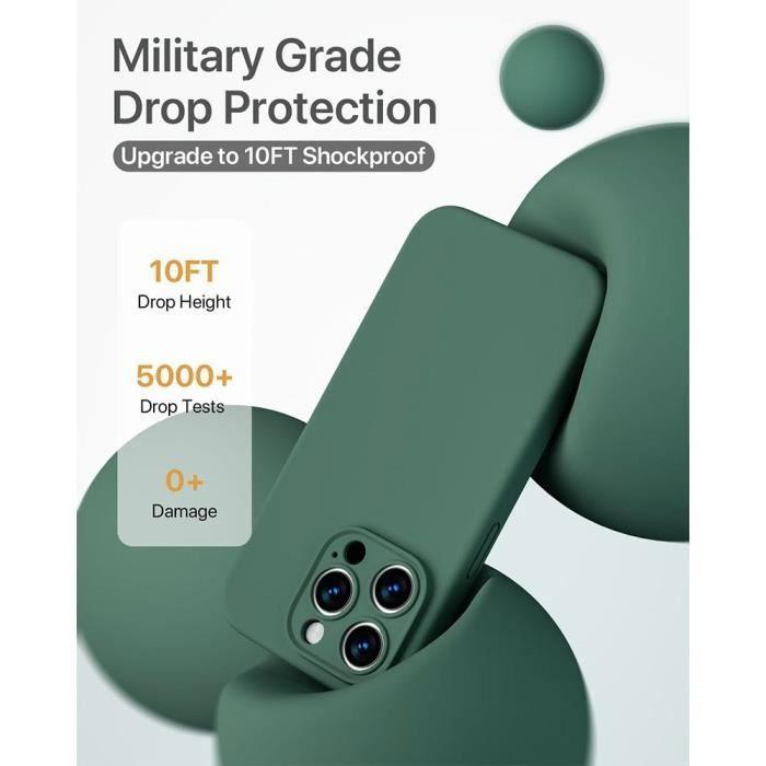 Hülle + 2 Panzergläser für iPhone 16 Pro - Schutz Silikon Slim Stoßfest Kratzfest Nachtgrün