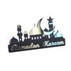 Customizable Ramadans Table Sign Acrylic Gold Silver Hollowed Castles Pattern Islamic Home for Holiday Gifting