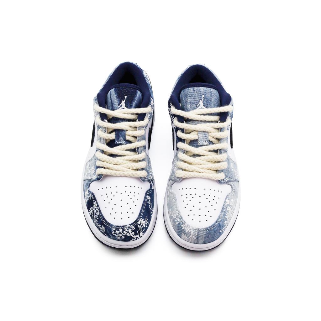 Jordan Air Jordan 1 Low Top Vintage Basketball Shoes Men's Black White Blue CZ8455-100(team-A)-Random Packaging Bags