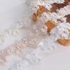 Lace Trim Ribbon For Wedding Dress Diy Crafts Material 3D Embroidered Flowers Patch Decorative Beaded Fabric Sewing Accessories