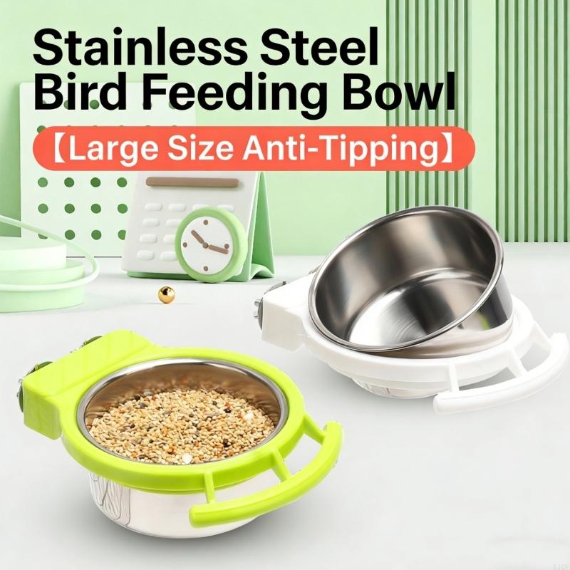 2Pcs Stainless Steel Bird Feeder Bowl Perfect For Parrots Canaries Feeding