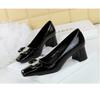 Fashion Women's Shoes Spring Fashion Butterfly Knot Button High Heel Pumps Square Heel Stripper Party Shoes for Women New Zapatos Mujer