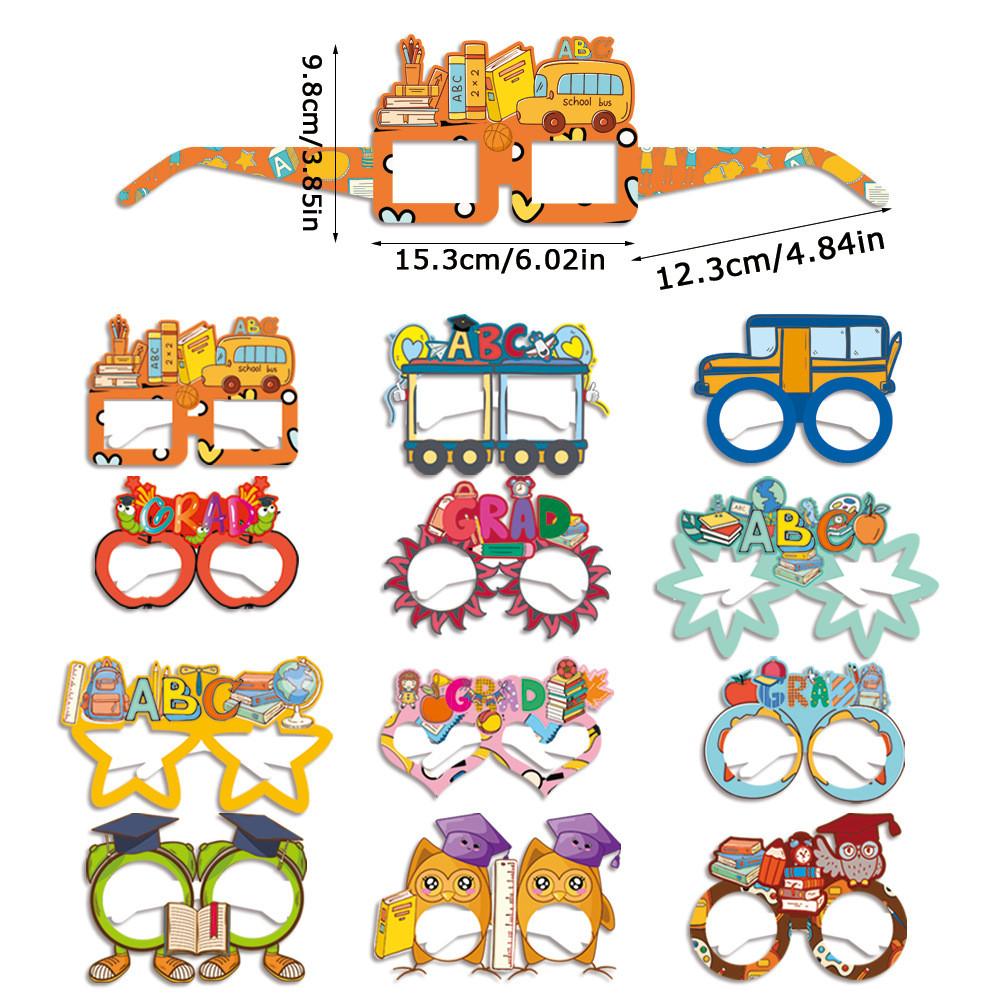 Theme Graduation Season Cartoon Pattern Paper Glasses Photography Props Decor
