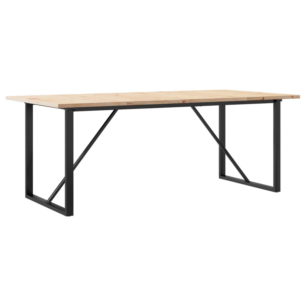 Dining Table O Shaped Frame 200 x 100 x 75.5 cm Solid Pine Wood & Steel