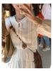 Petite Chic French Lace-up Collar Shirt for Women – White Blouse for Spring/Autumn