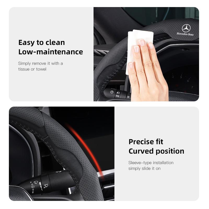 ULA5 Nappa Leather Perforated Anti-Slip Steering Wheel Protective Sleeve For Mercedes-Benz GLC X253 X254 C-Class W205 W206 A-Class W1