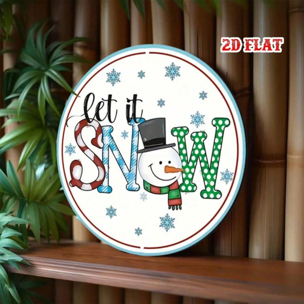 Vintage Let It Snow Metal Tin Sign Winter Snowflake Rustic Farmhouse Wall Art Decor