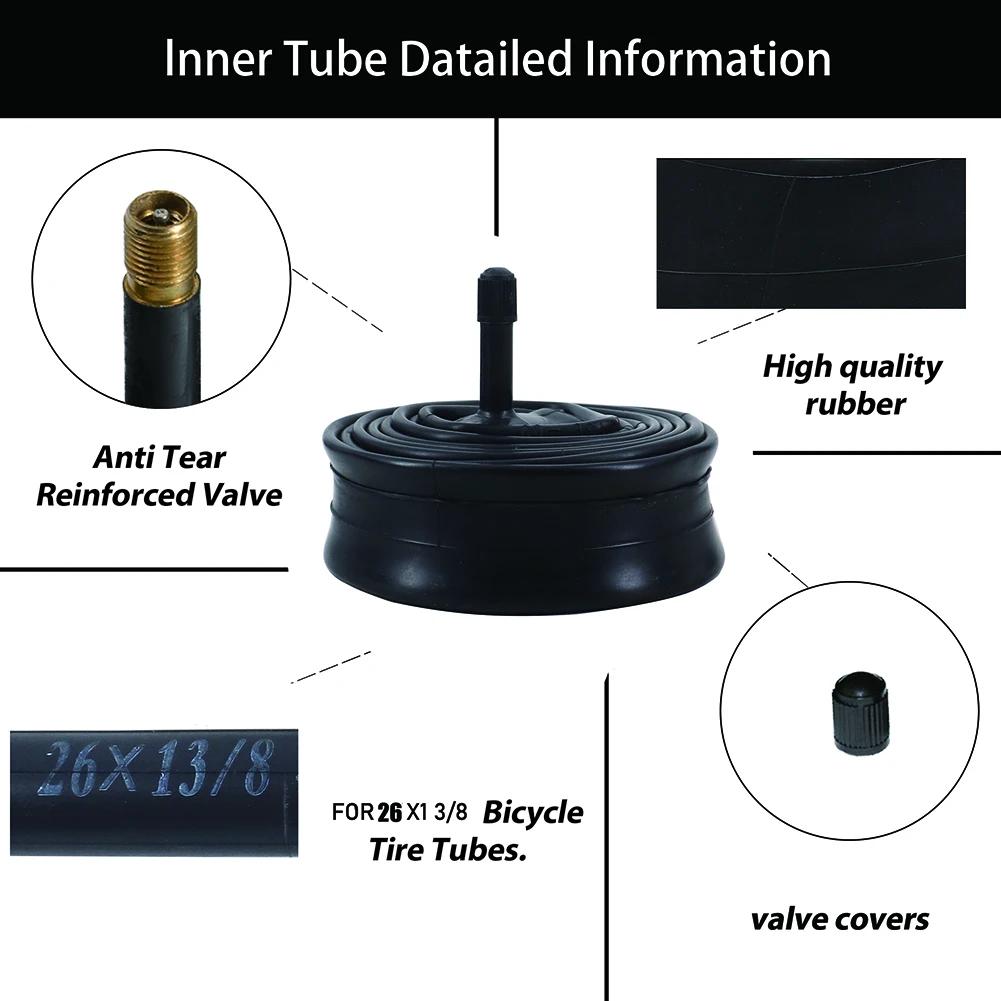2pcs X Inner Tube 2-Pack Bicycle Iner Tubes 26\" X 1 3/8\"Valve AV 26x1-3/8 Inner Tube Valve Bicycle Inner Tubes Bike