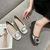 French Beautiful Single Shoes Autumn New Thick Heel with Skirt Square Head Temperament National Style Medium Heel Ladyshoes