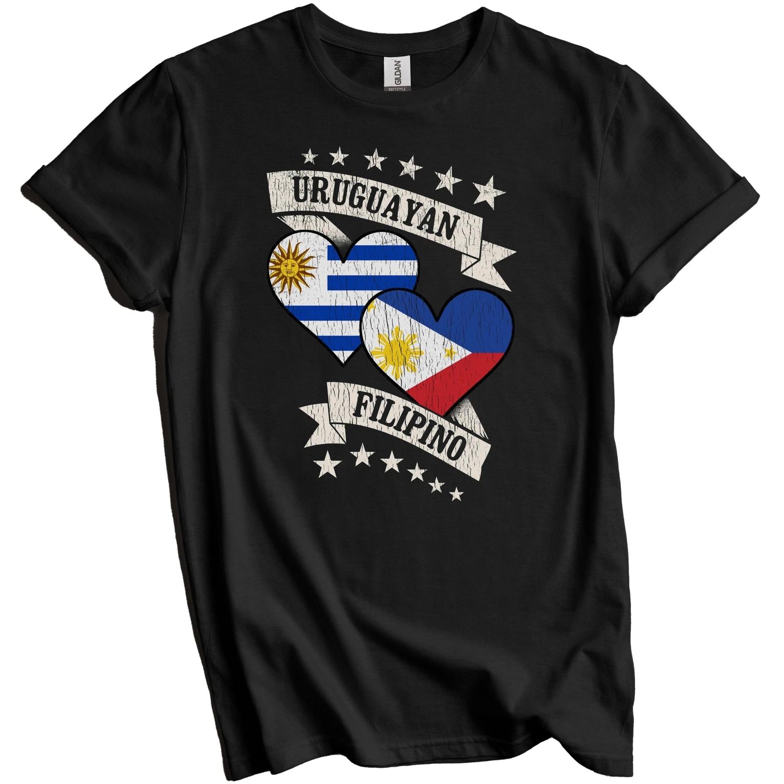Uruguayan Filipino Heart Flags Uruguay Philippines T-Shirt 2XL