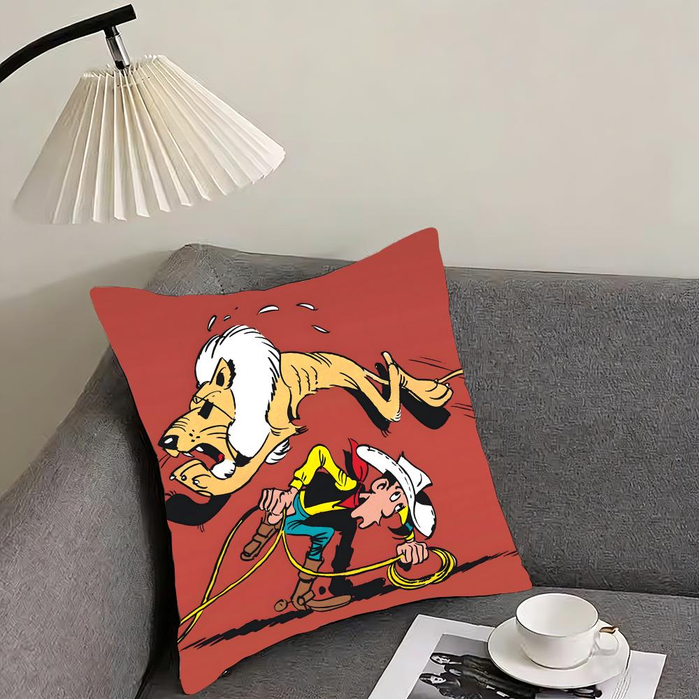 Lucky Luke Cartoon Cushion Cover Reversible Plush Pillow Cover – For Car, Sofa, Bedroom, Perfect As A Gift.