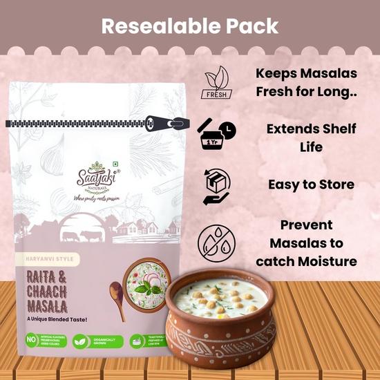 Saatyaki Naturals Raita & Chaach Masala - 250gm | Authentic Indian Spice Blend for Buttermilk, Freshly Grounded Aromatic Masala with No Preservatives